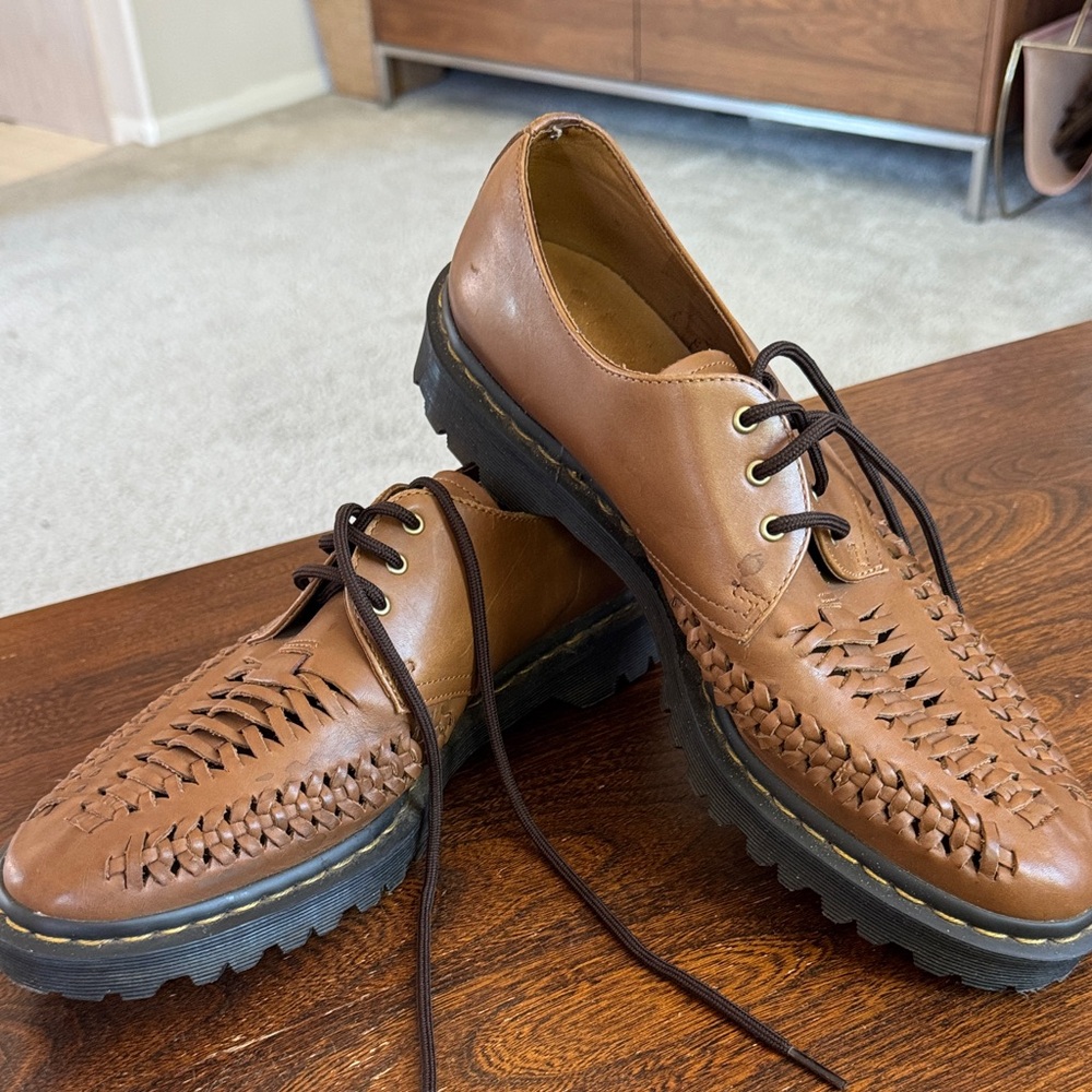 Dr. Martens Tan Woven Leather Oxfords
